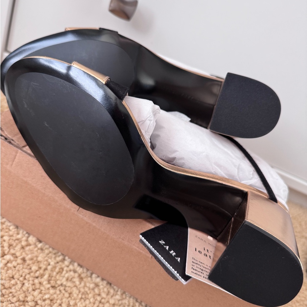 Zara Black and Gold Sandals - Picture 10 of 11